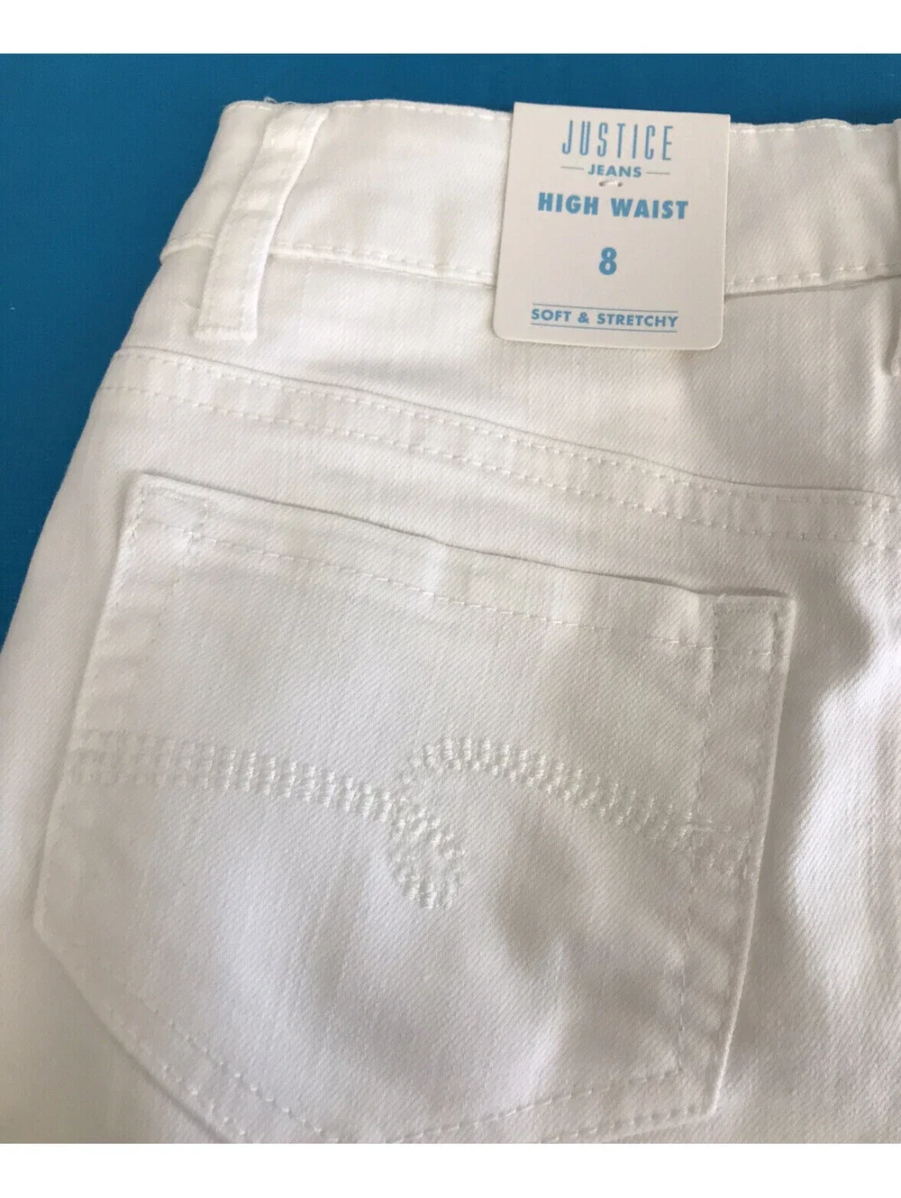 Justice Girls Skort. White with Snap Close. Distressed & Frayed Hem Size 8. NWT
